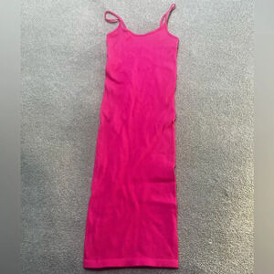 Pretty Little Thing Ribbed Body Contour Maxi Dress Hot Pink Size Small